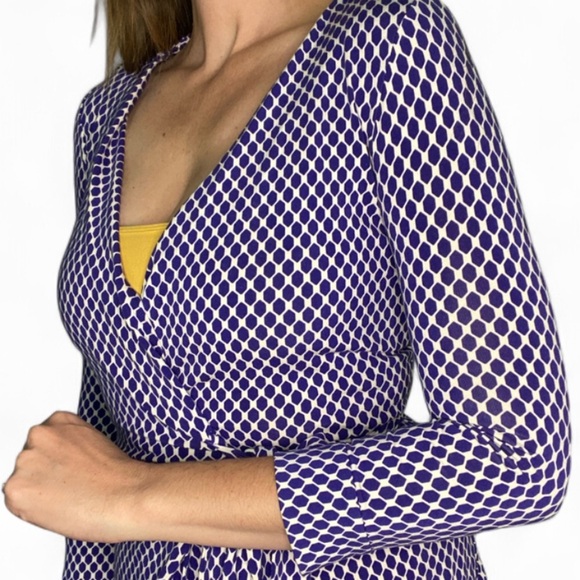 Diane von Furstenberg DVF Julian Two Wrap Dress Women’s 6 8 Blue Print Jersey - Picture 3 of 10